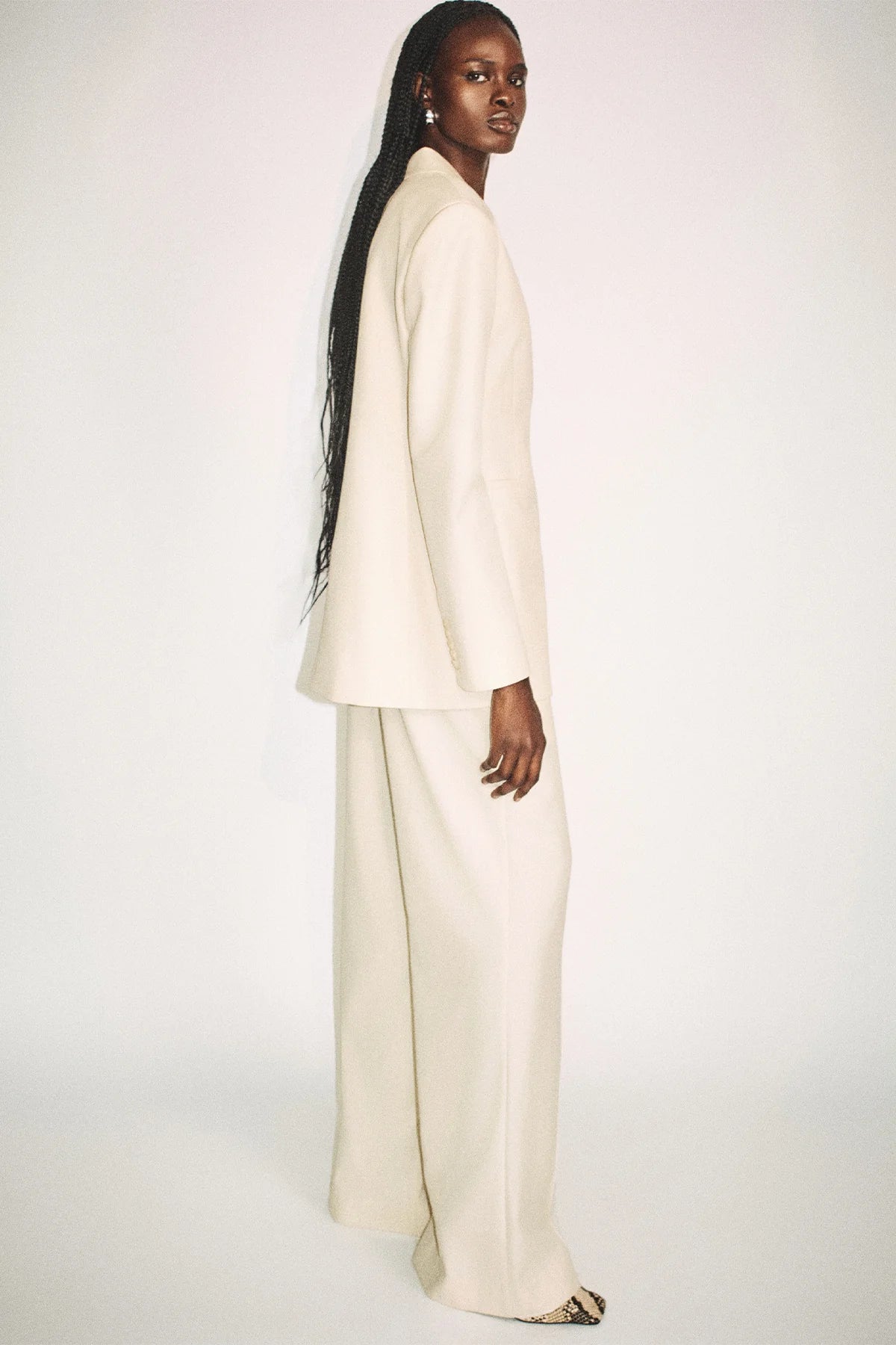Asher suiting drawstring pant, white swan