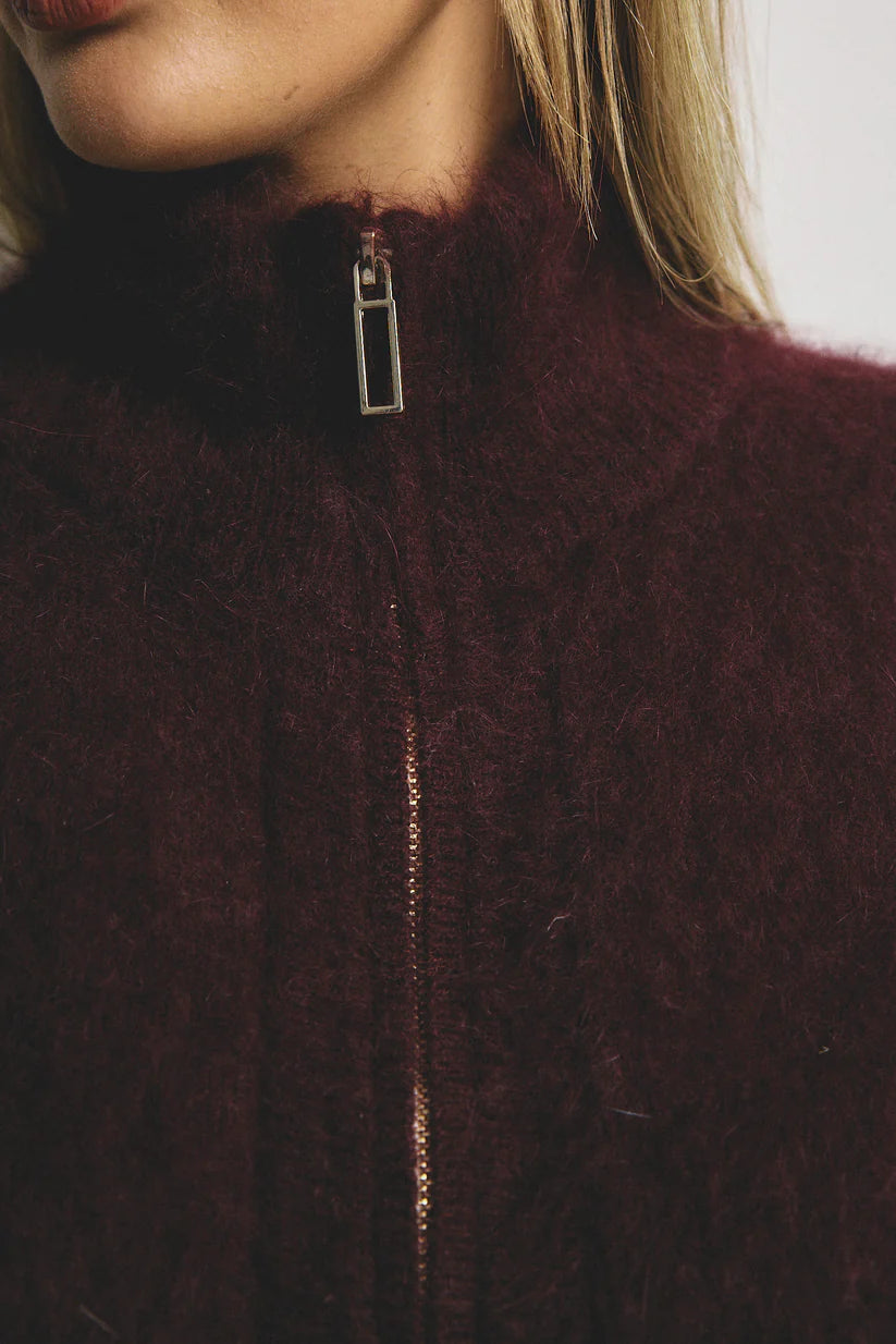 Felix cashmere zip cardigan, aubergine