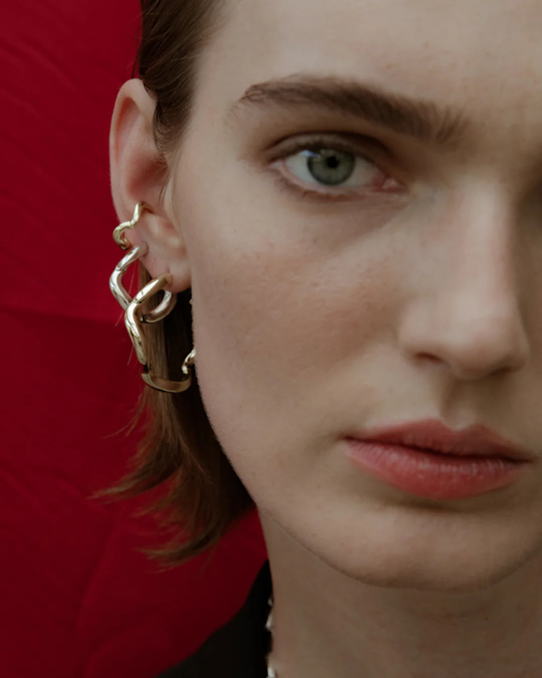 Wave Hoop Earrings Small, gold