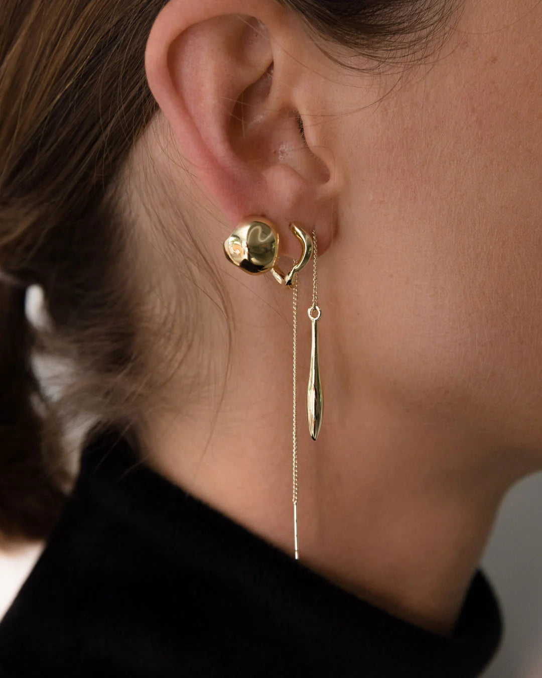 wave huggies, gold plated