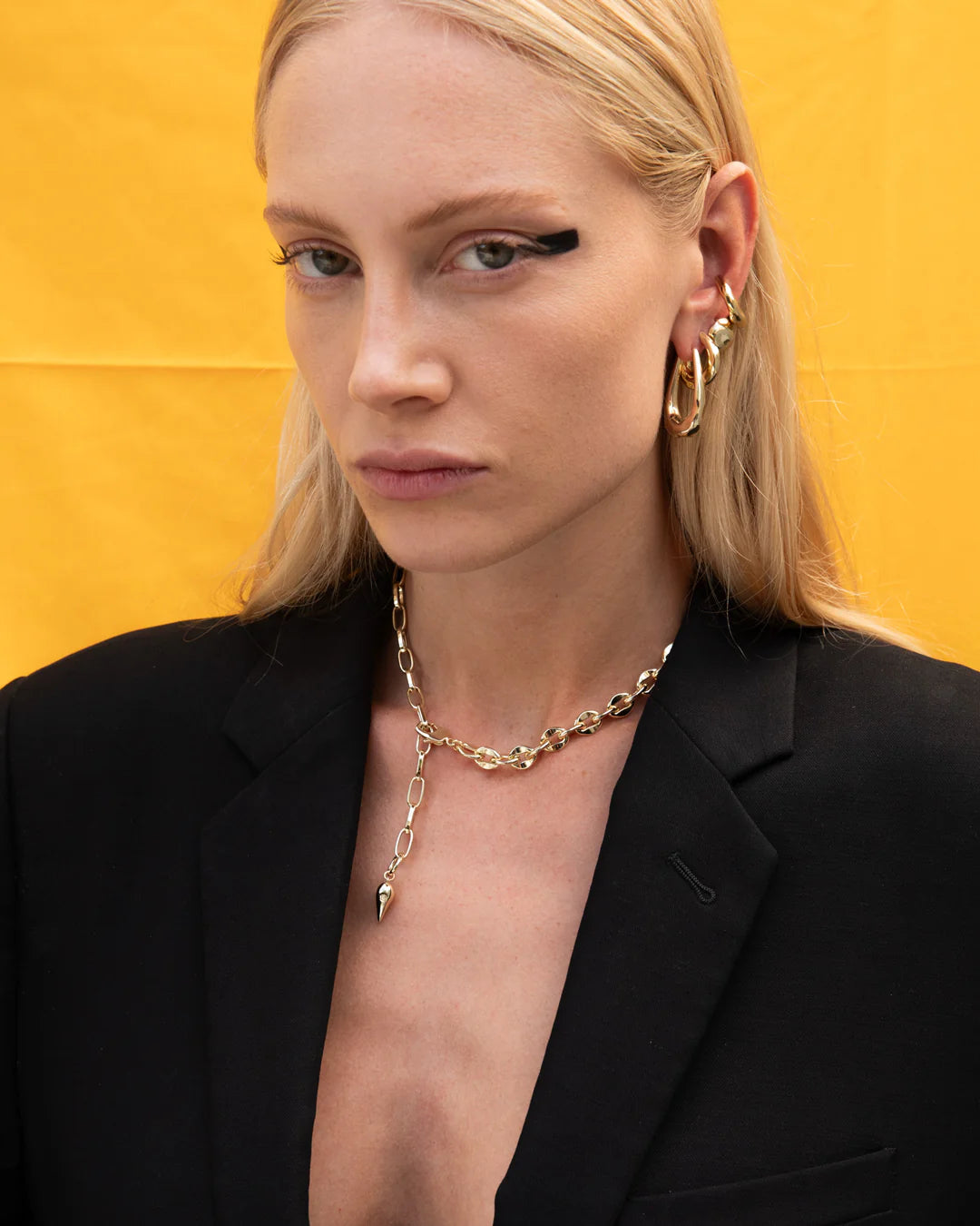 hammered long hoops, gold