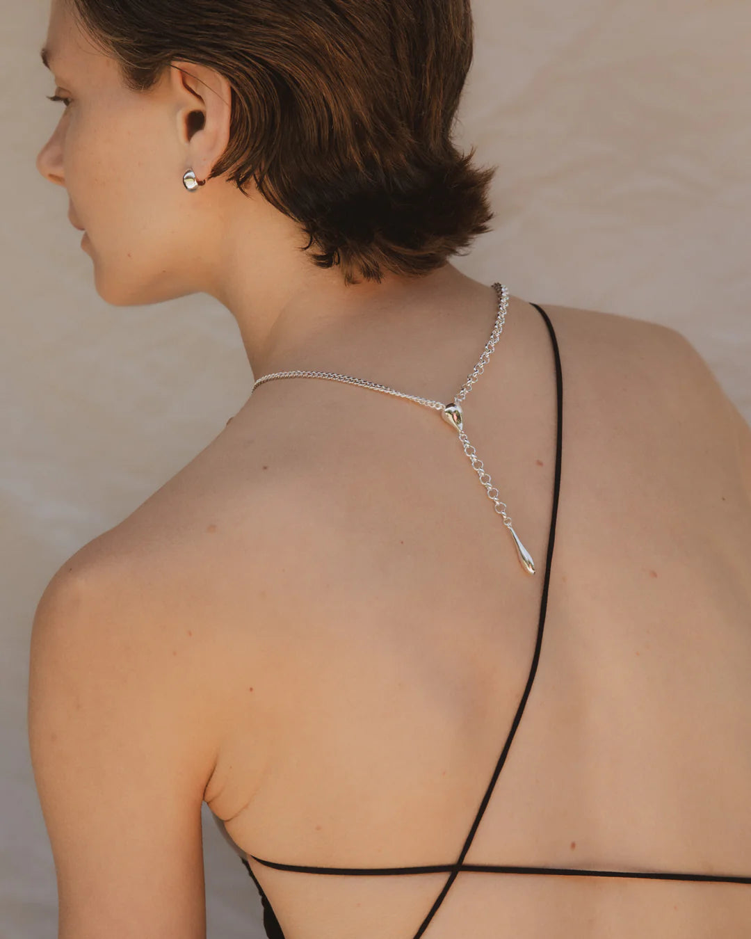 droplet necklace, gold
