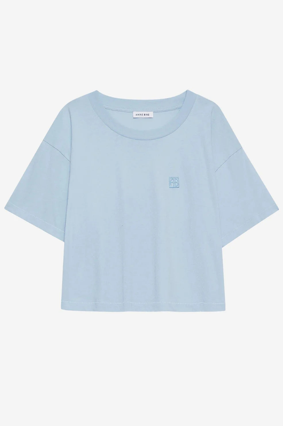 Johnny cropped tee framed monogram, pale blue
