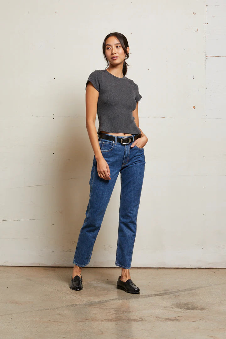 Gabby rib tee, charcoal