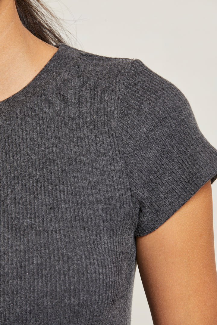 Gabby rib tee, charcoal
