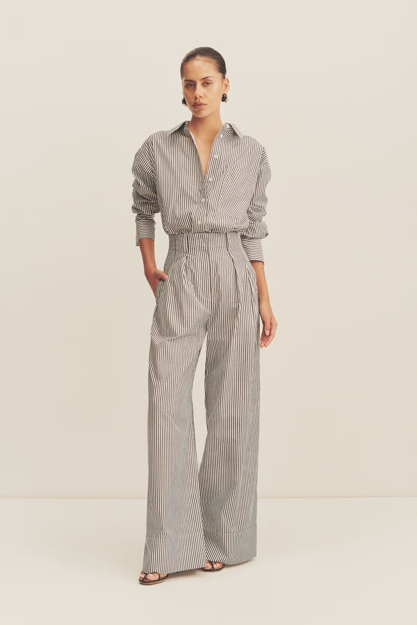 jayde high waisted relaxed pant, dark navy/ivory