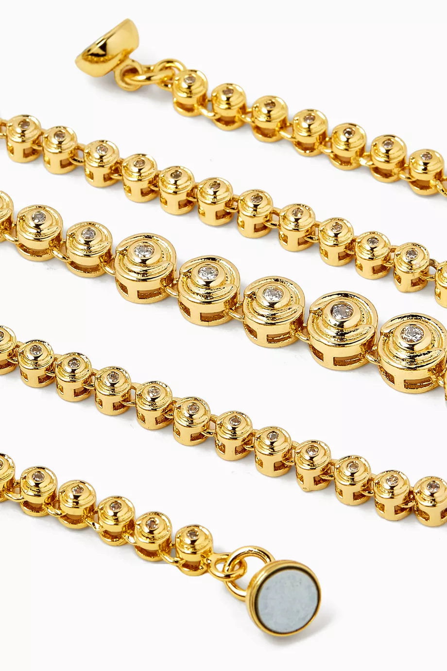 Wave Bezel tennis necklace, gold