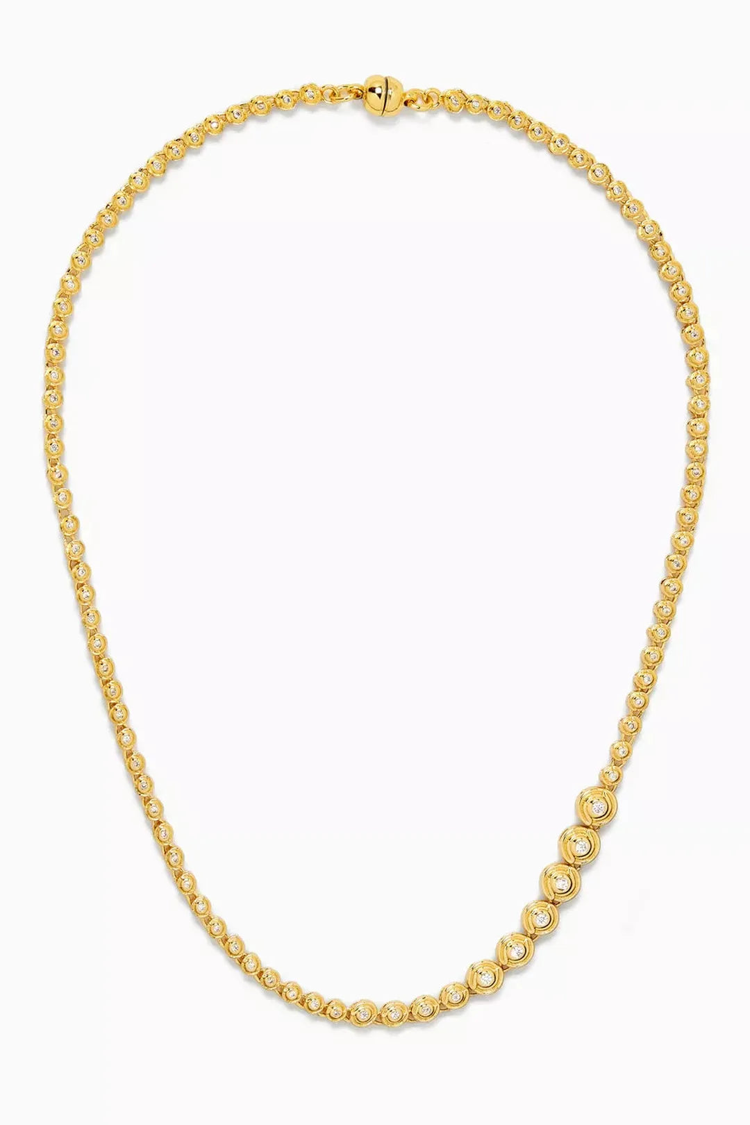 Wave Bezel tennis necklace, gold