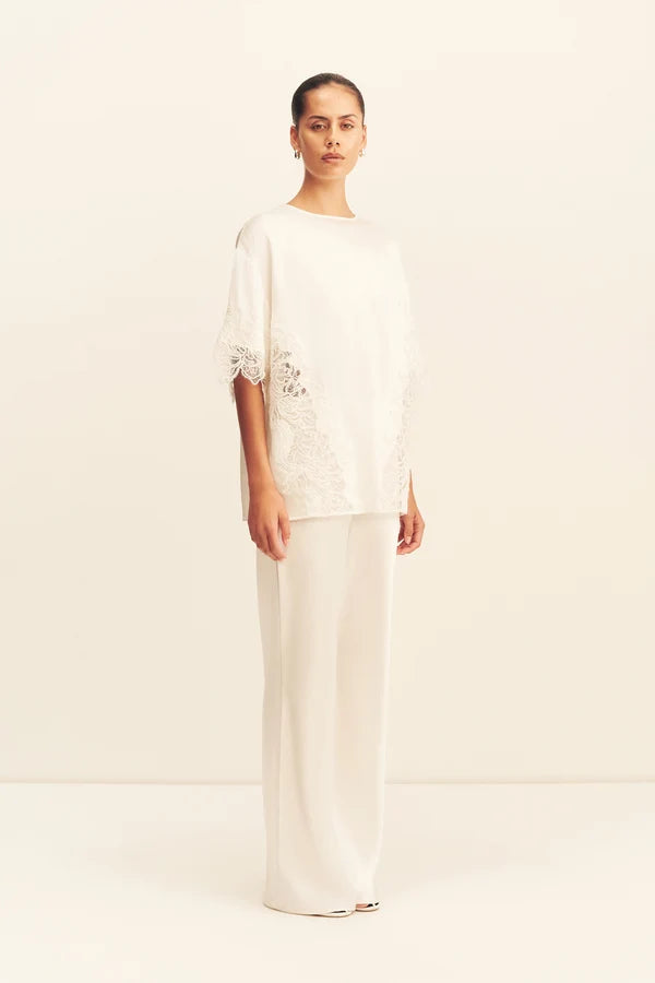 eniko lace t-shirt - ivory