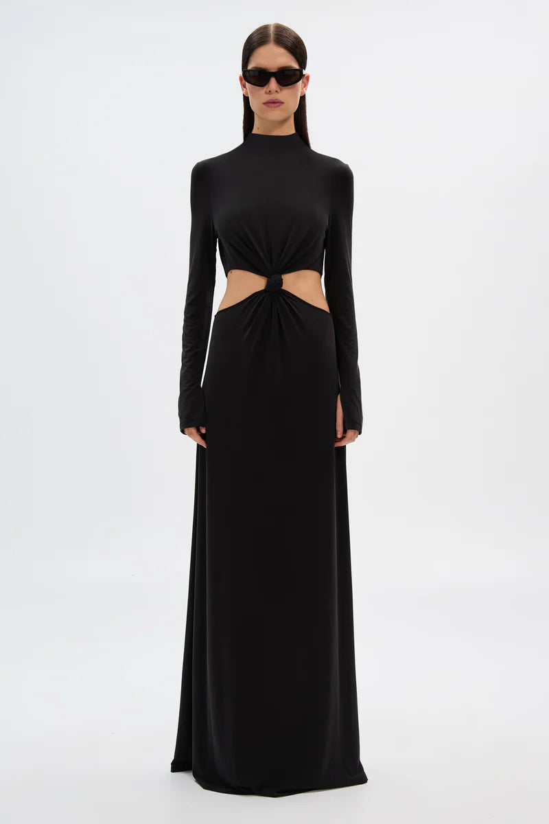 The odyssey cupro dress, black