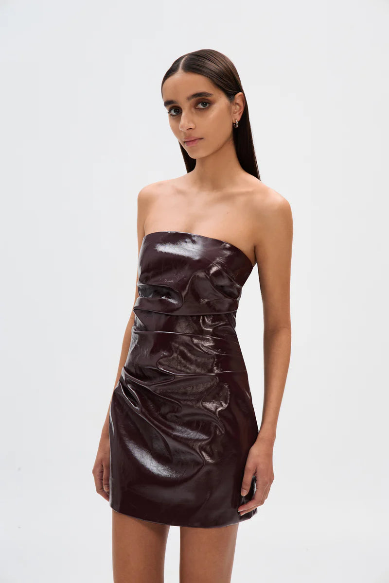 The Alston glazed mini dress, port
