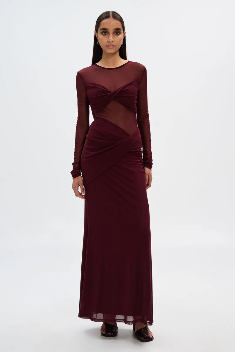 The Abelia mesh dress, berry