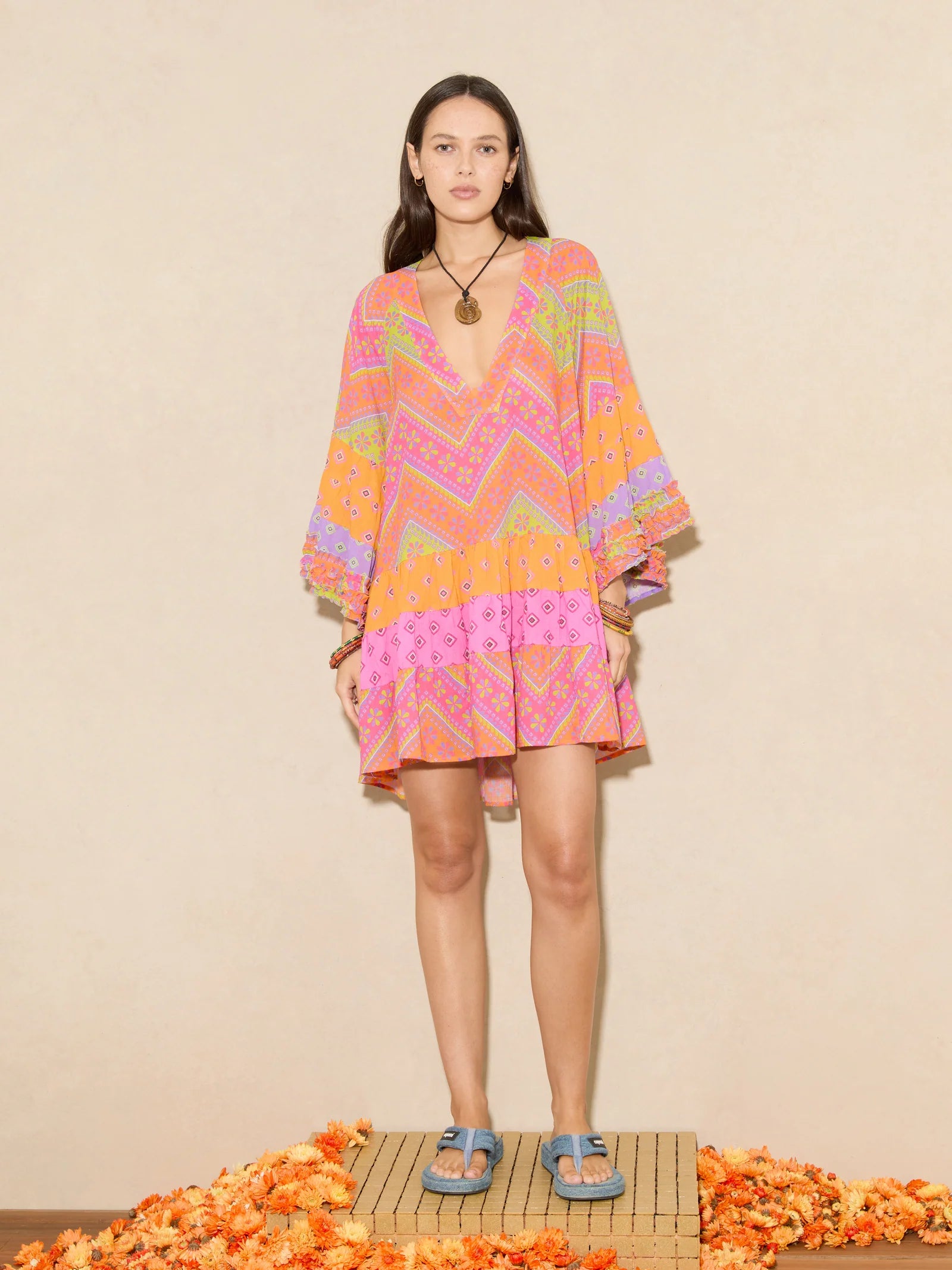 orsay tiered smock mini dress