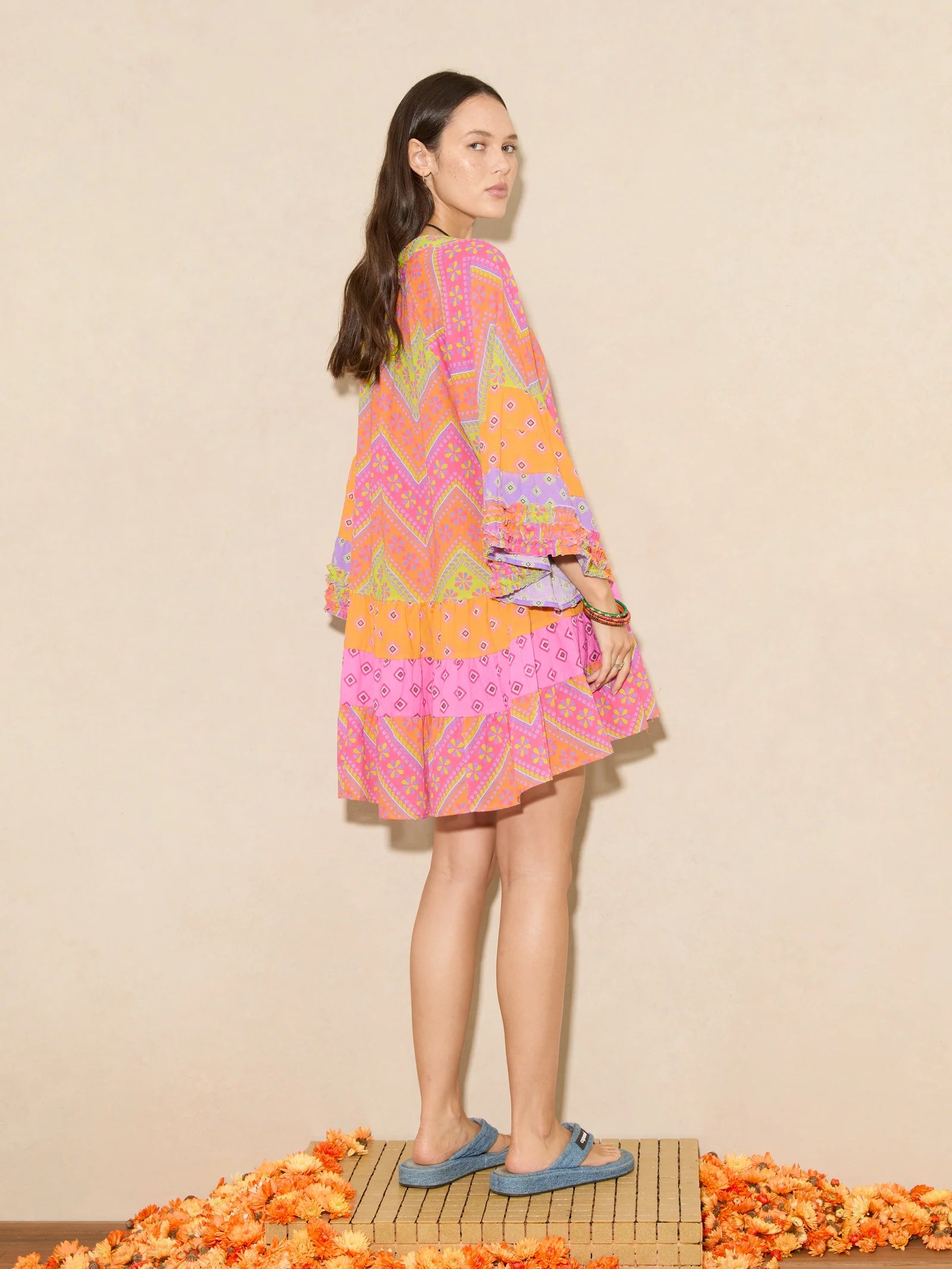 orsay tiered smock mini dress