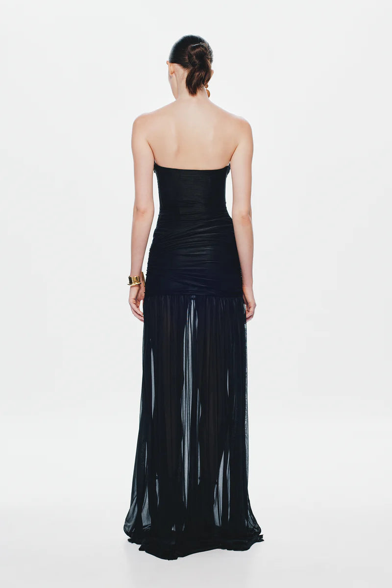 Ember wrapped dress, black