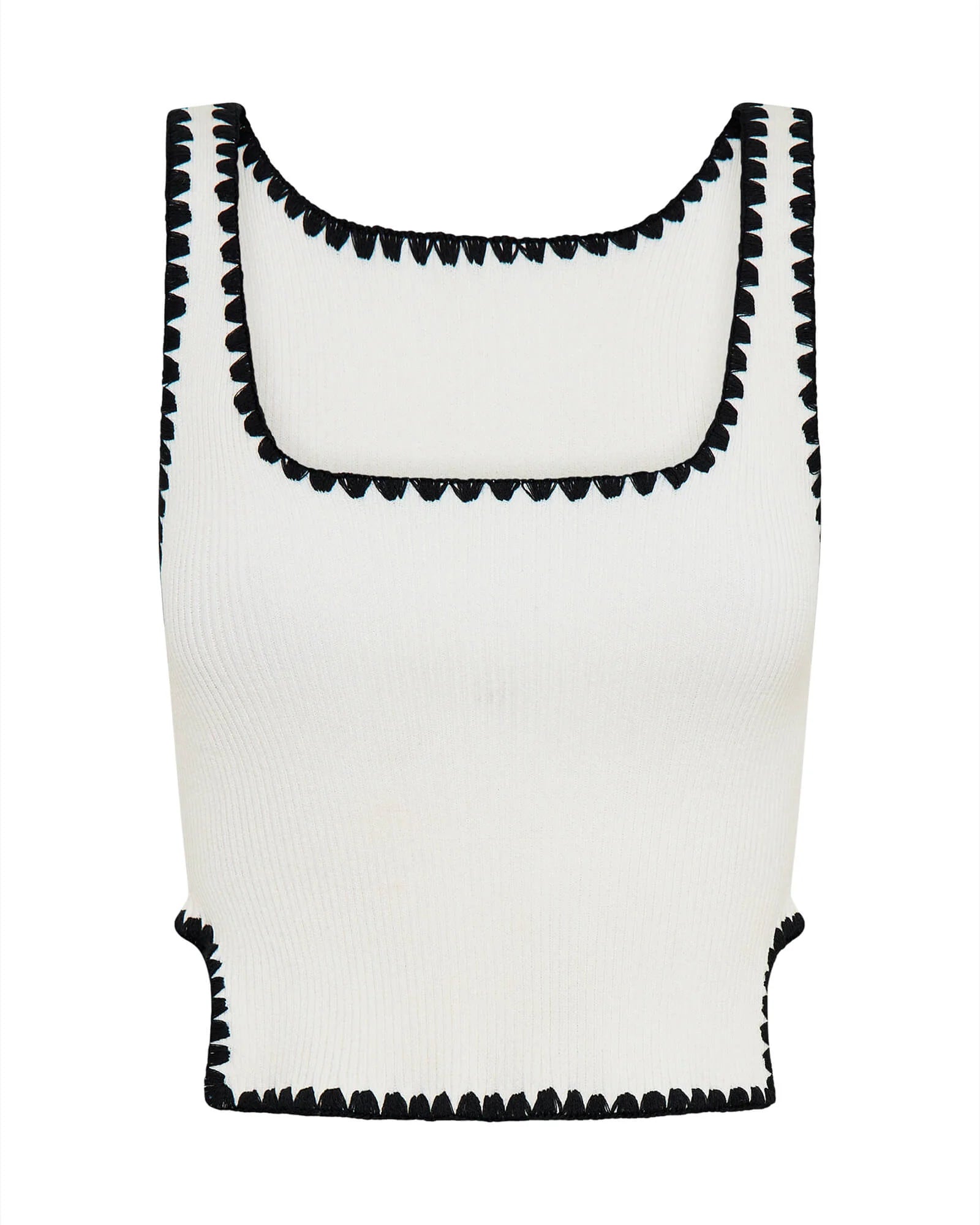 Knitted Scallop Tank Top - Cream