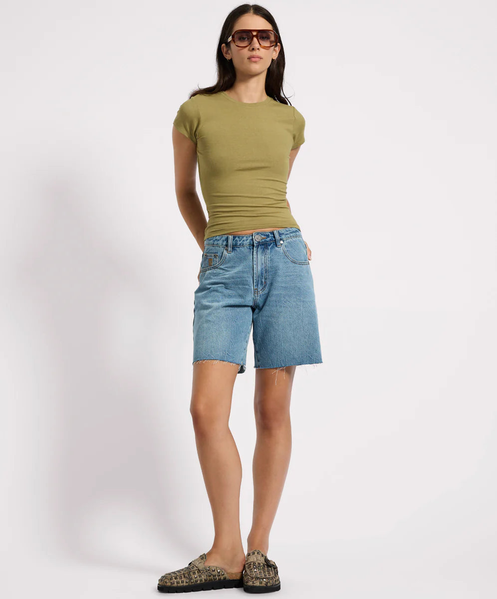 Jacksons Mid Waist Wide Leg Denim Shorts, Blue Crush