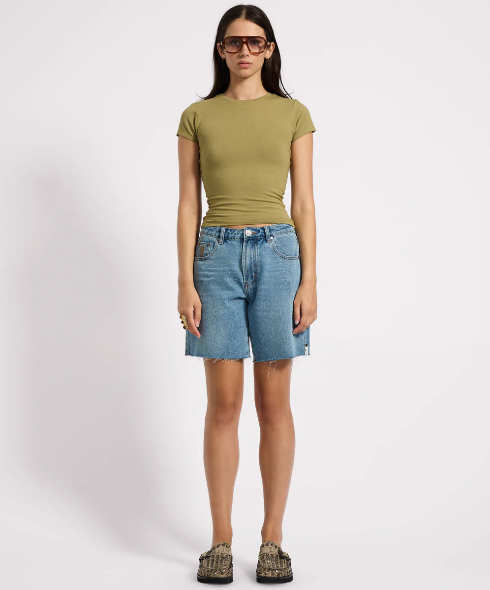 Jacksons Mid Waist Wide Leg Denim Shorts, Blue Crush