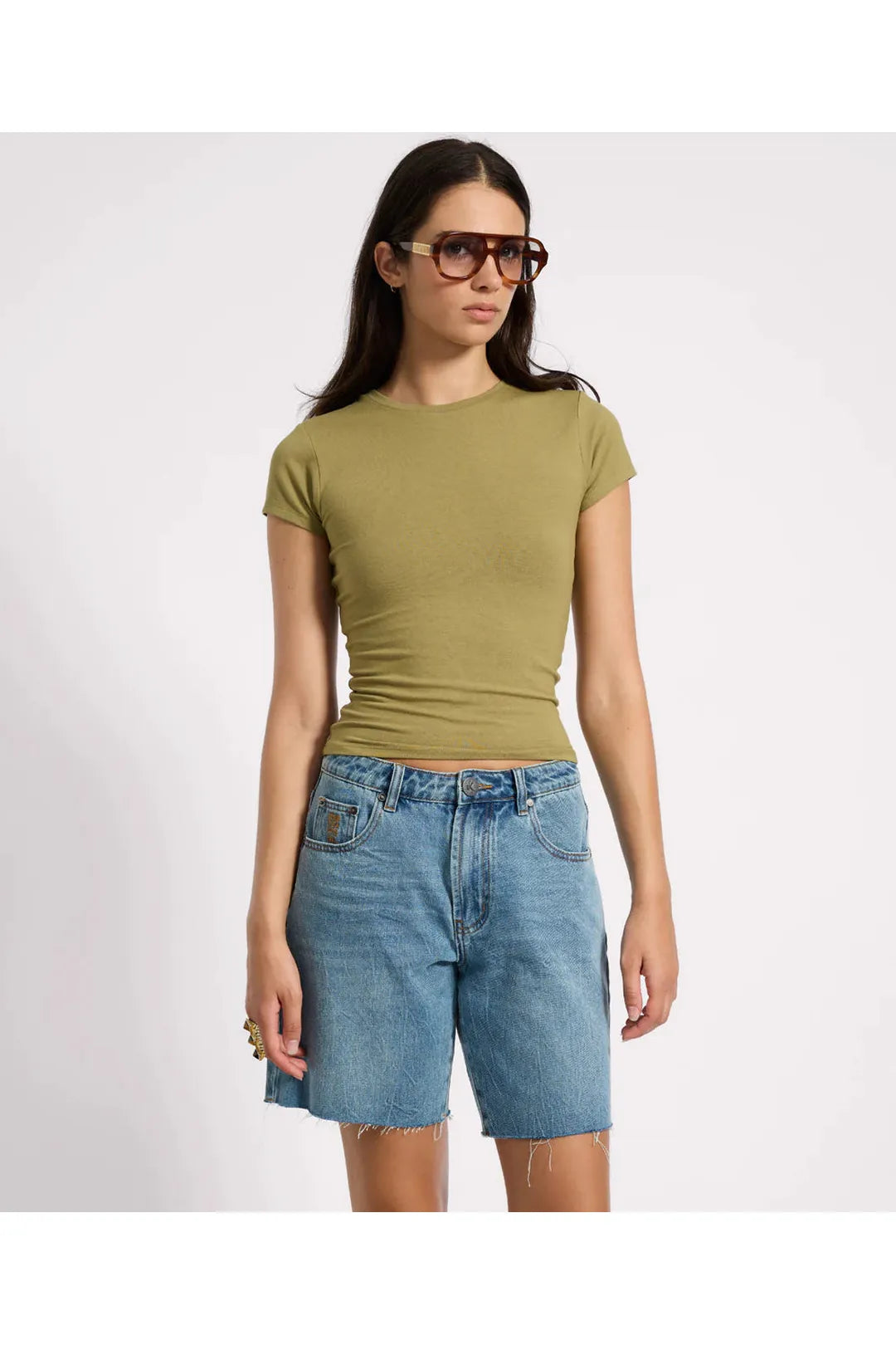 Jacksons Mid Waist Wide Leg Denim Shorts, Blue Crush
