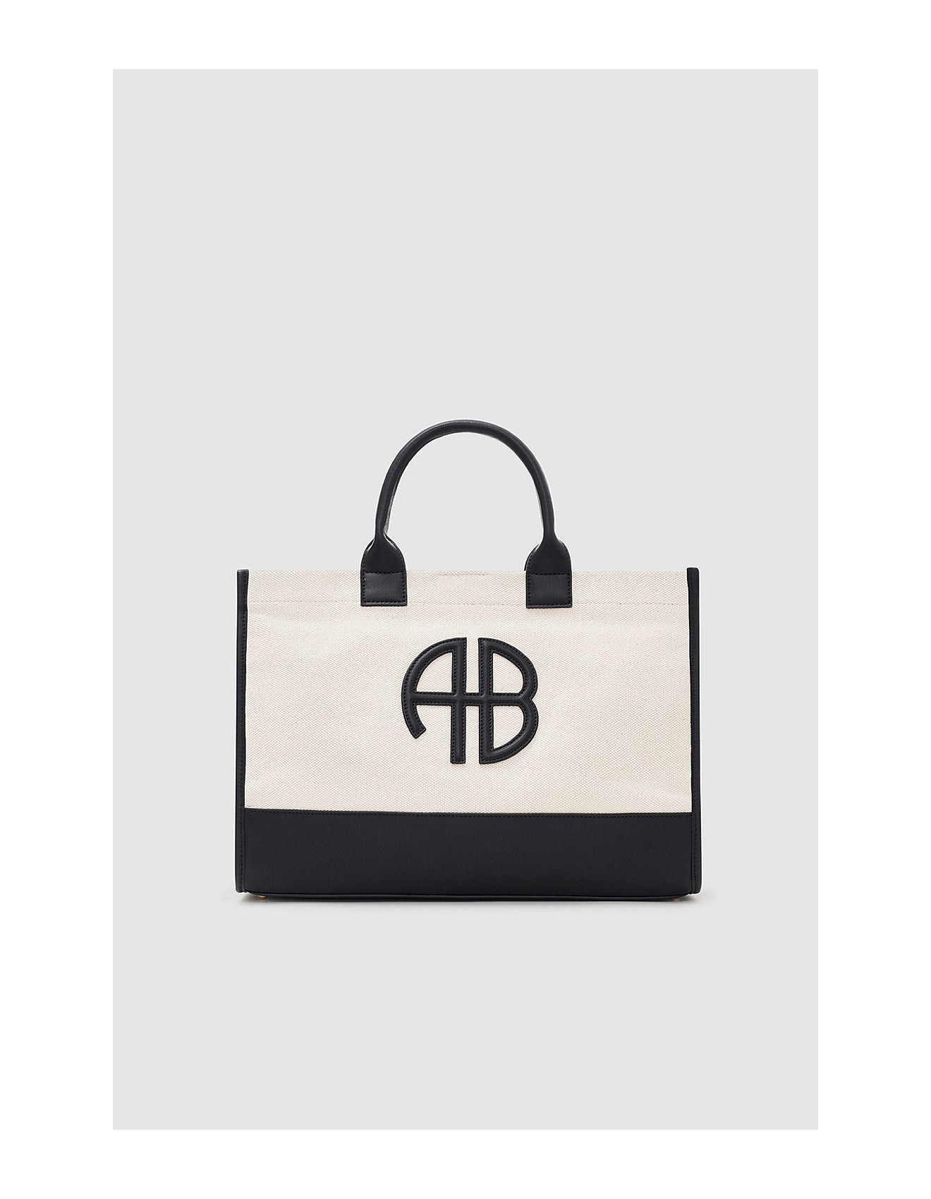 Medium lara tote, natural canvas/black