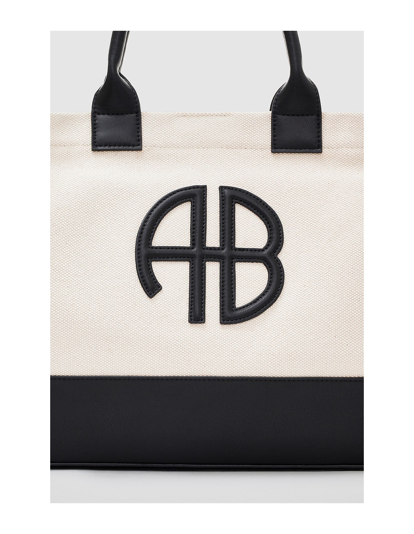 Medium lara tote, natural canvas/black