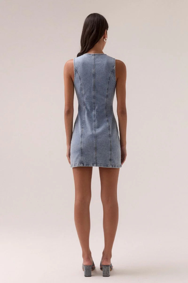 etch denim mini dress, heritage blue