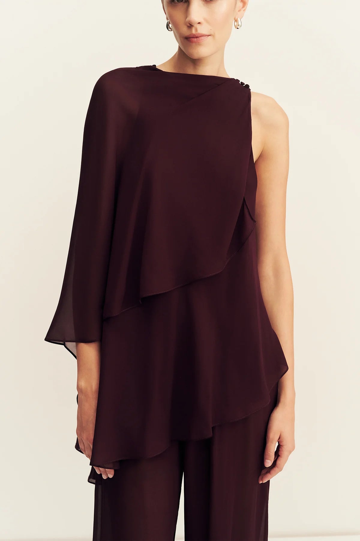 Amina assymetrical tiered top, wine tasting