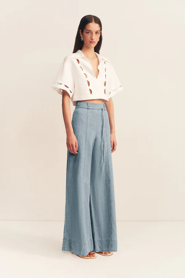 ellsworth palazzo pants, bleached blue