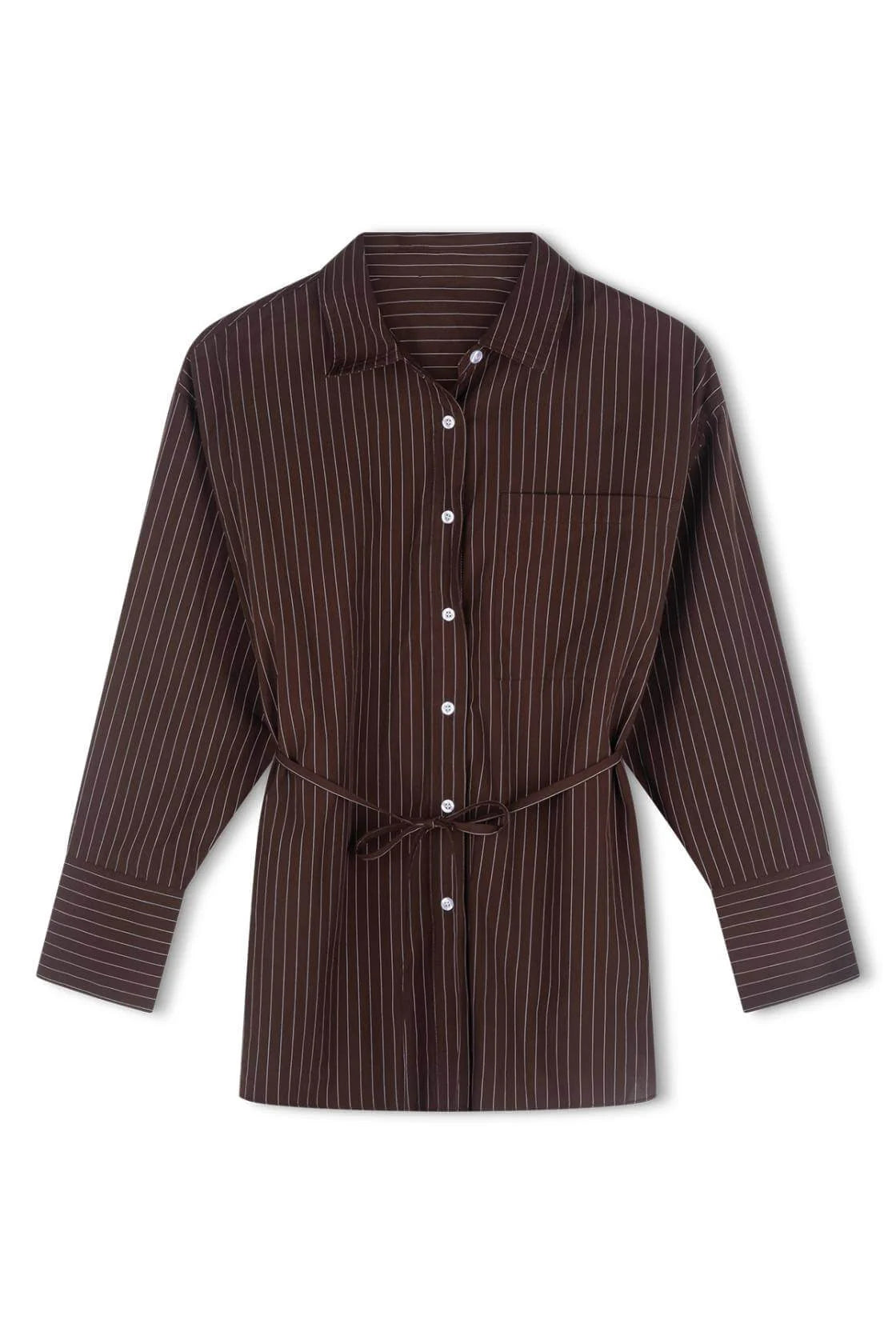 Rae shirt, espresso stripe