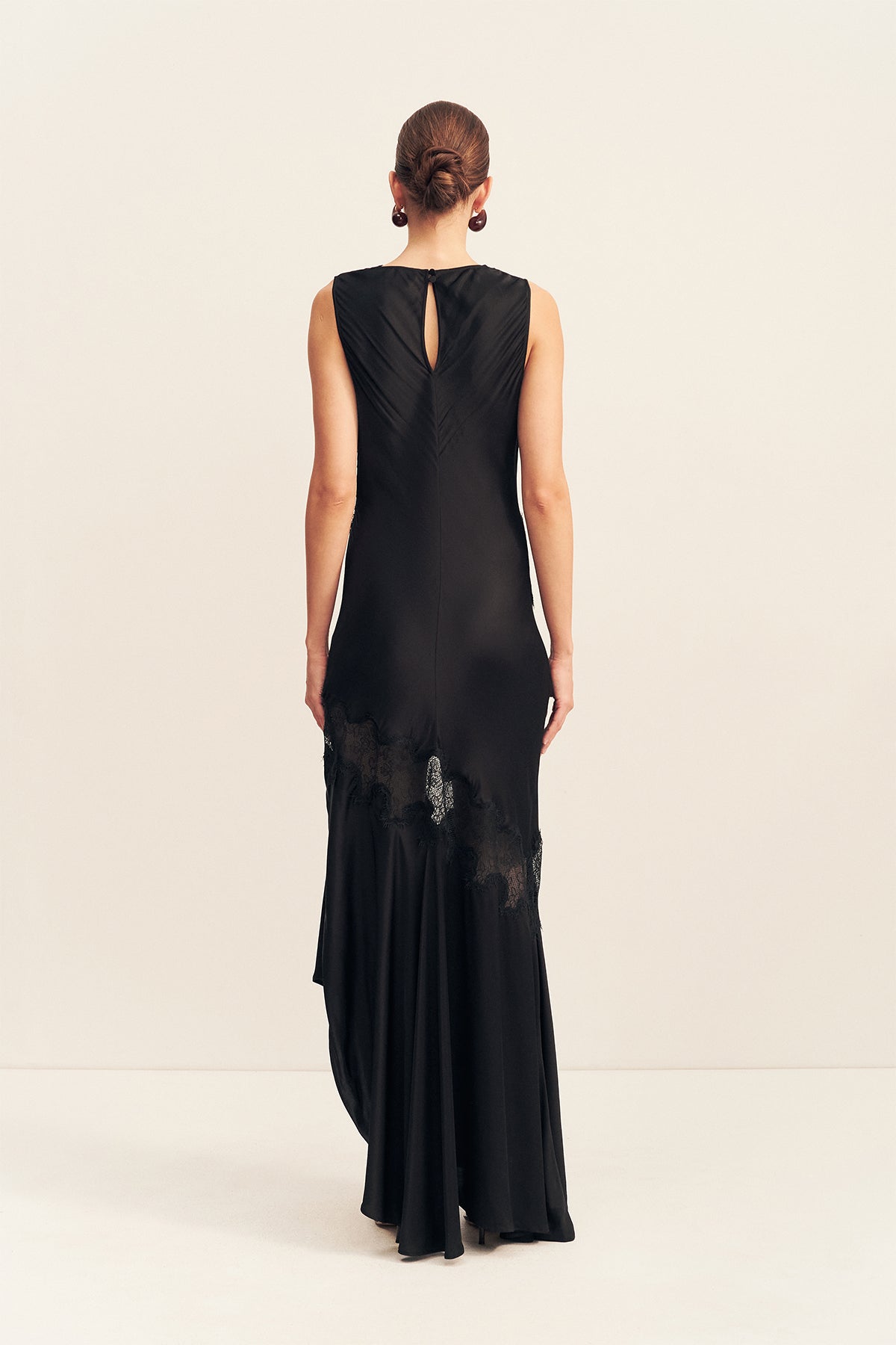 Simona assymetrical panelled maxi dress, black