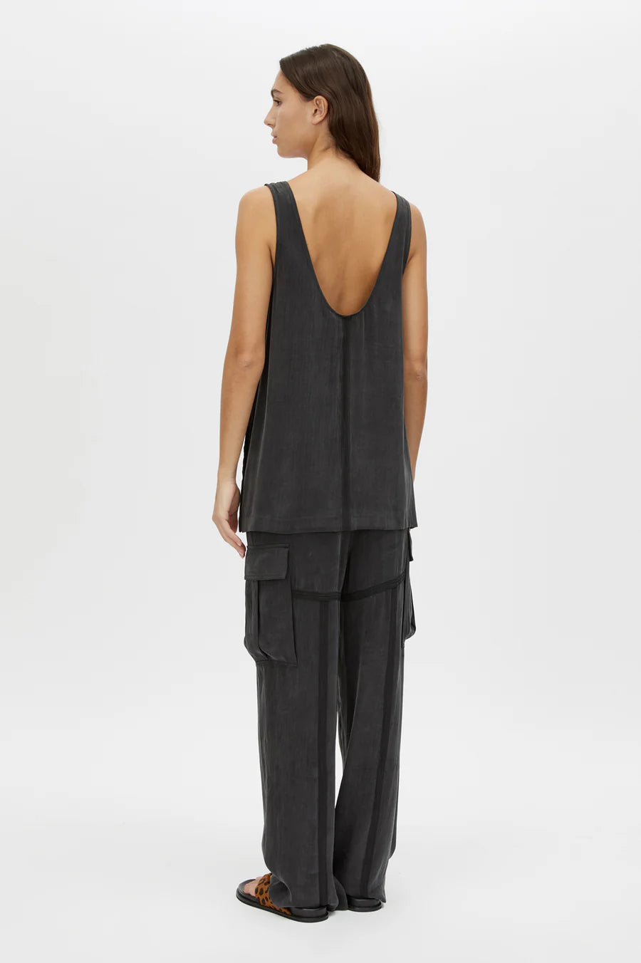 Allegro satin pant, washed black