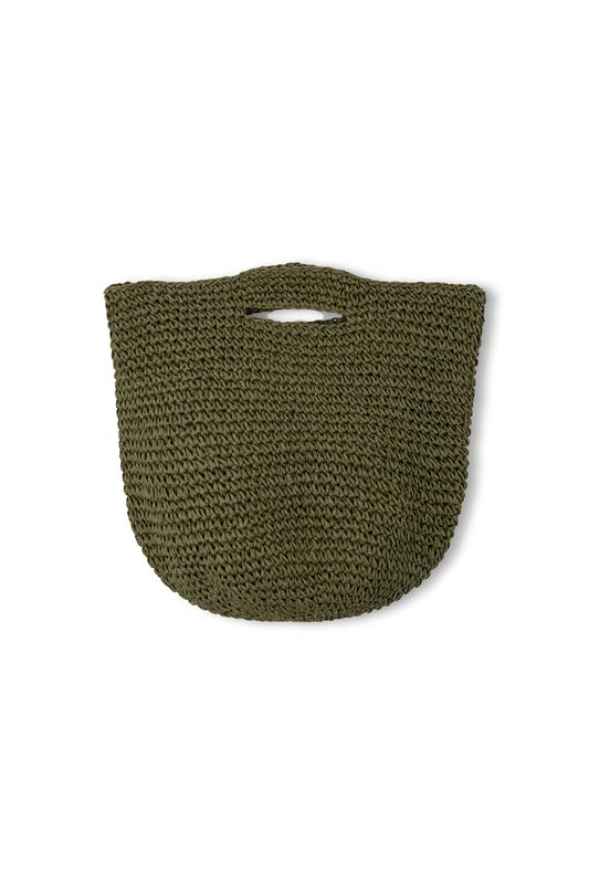 Round straw bag, olive