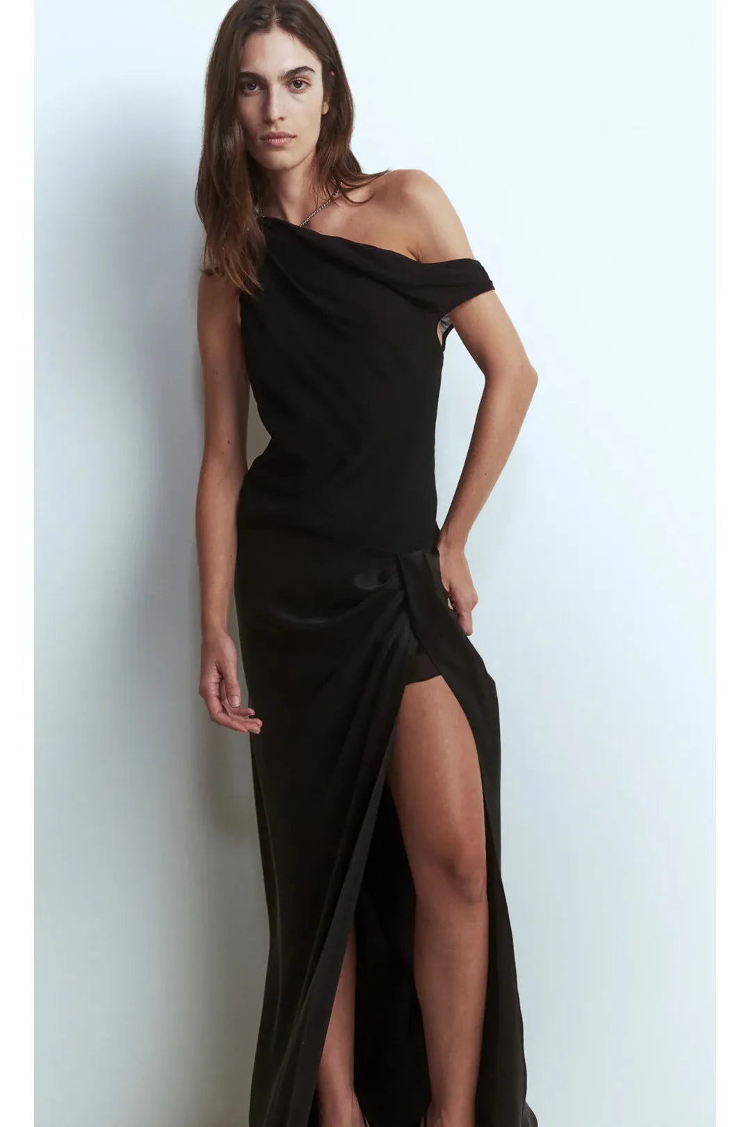 Rhone asym maxi dress, black