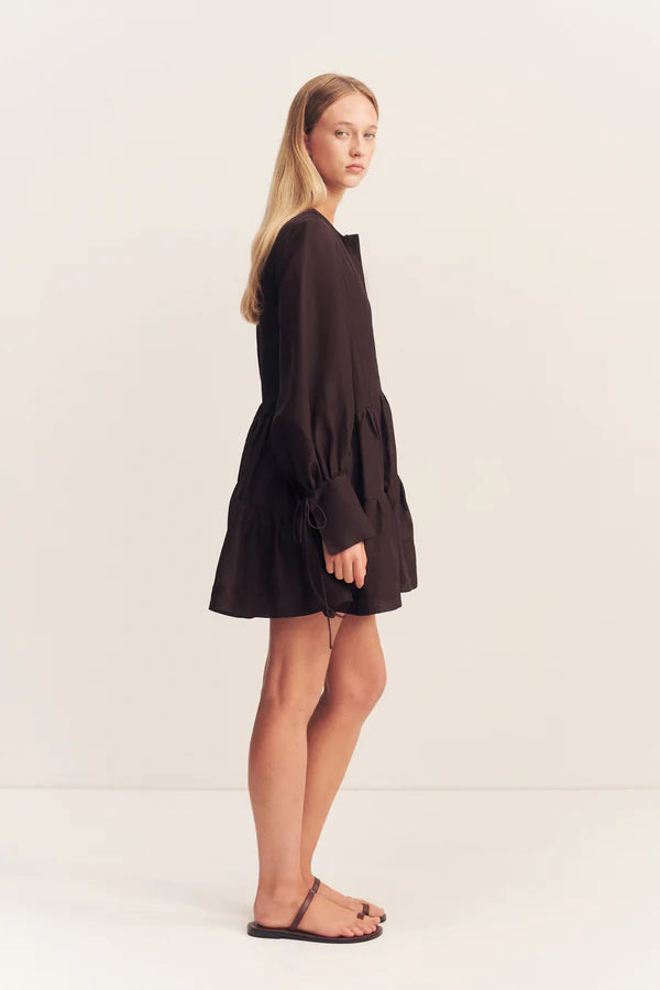 Celeste Tiered Mini Dress - ganache