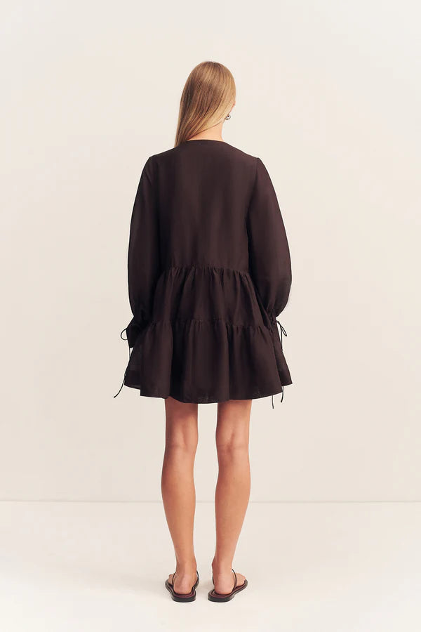 Celeste Tiered Mini Dress - ganache