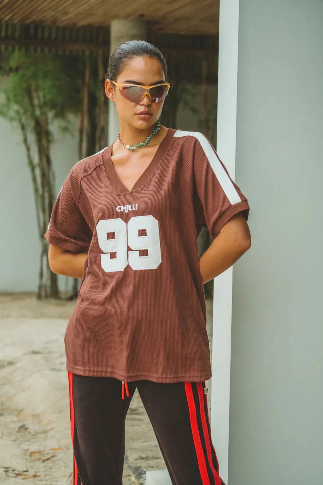 Chilli 99 waffle tee, mocha