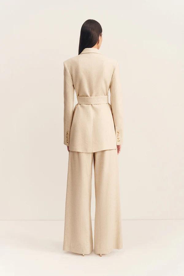 newman hourglass blazer with belt - parchment