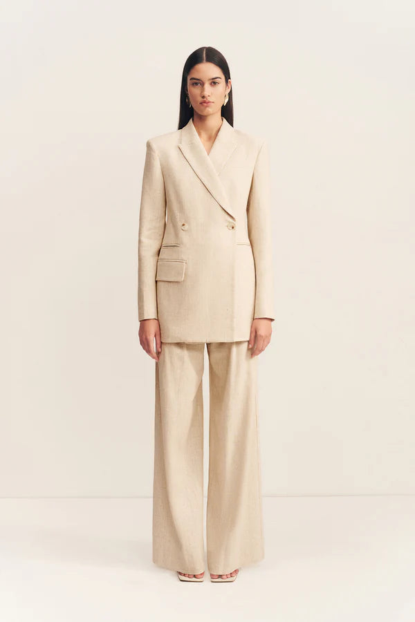 newman hourglass blazer with belt - parchment