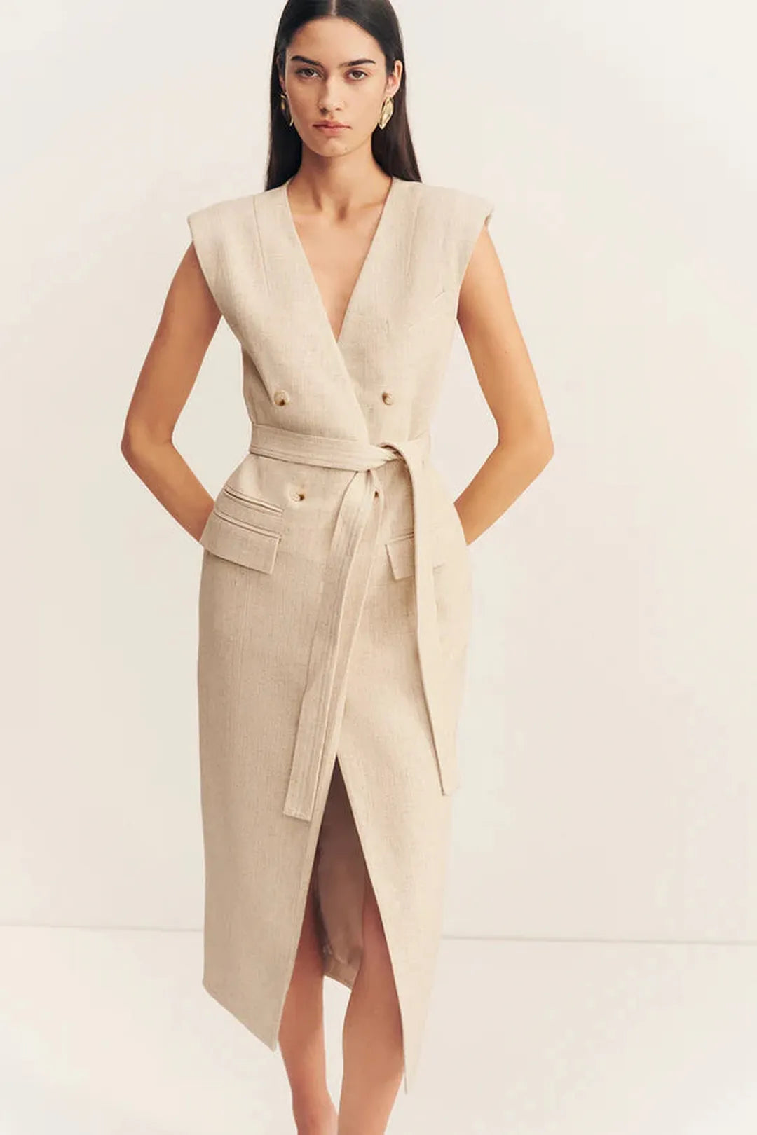 Newman Sleeveless Blazer Midi Dress