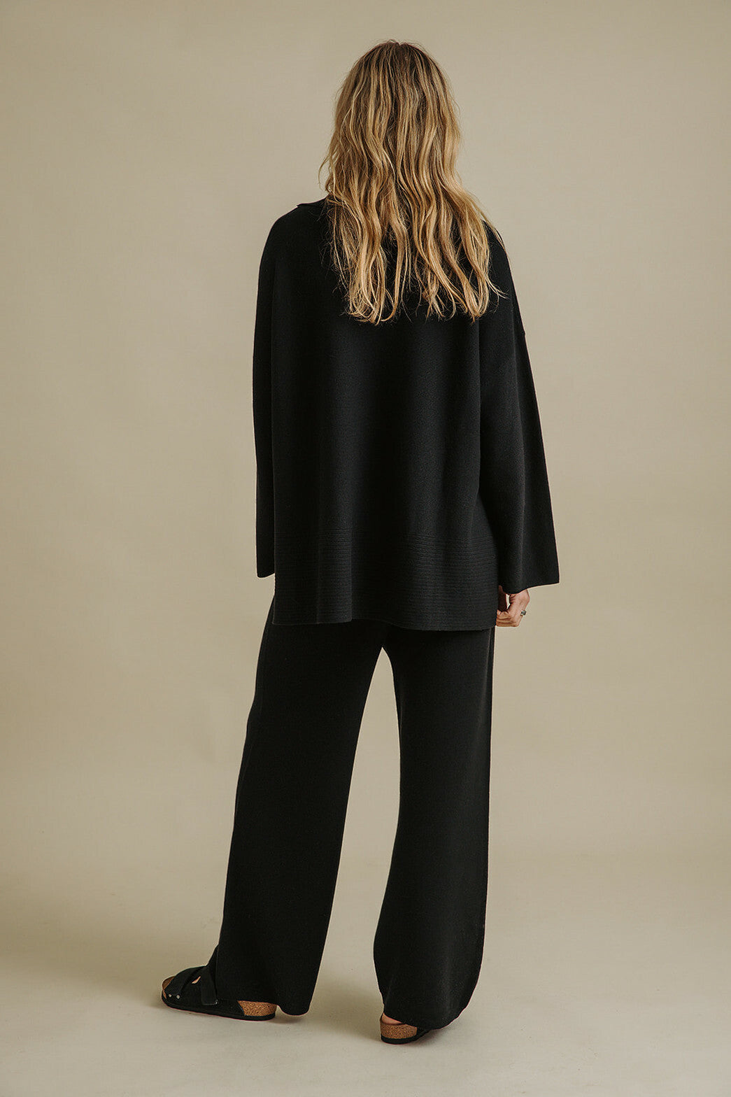 Grace Collared Merino Cotton Pullover, Black