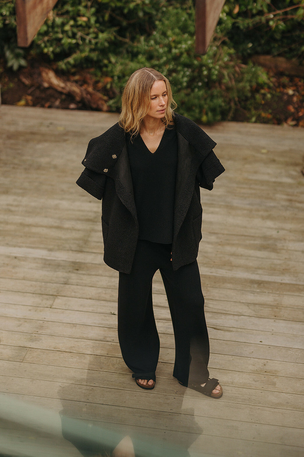 Grace Collared Merino Cotton Pullover, Black