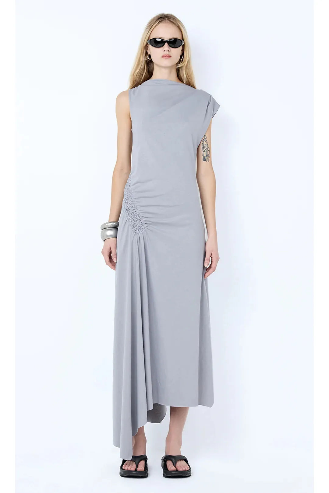 Ema asym dress, grey blue
