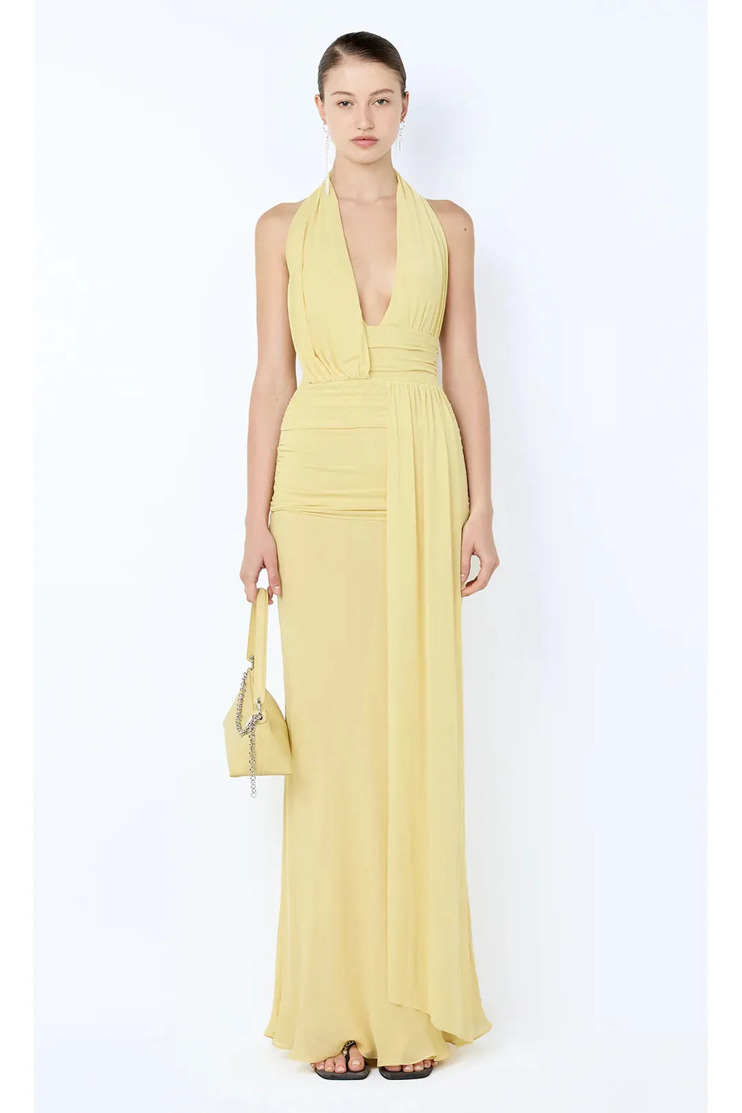 Cassius drape maxi dress, citron