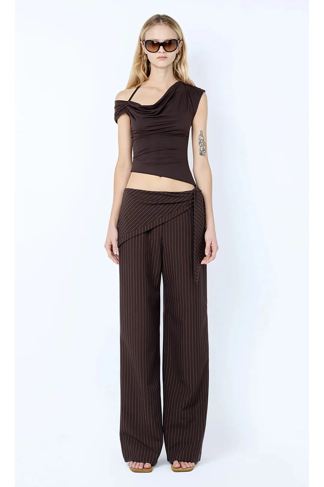 Andre overlay pant, choc stripe
