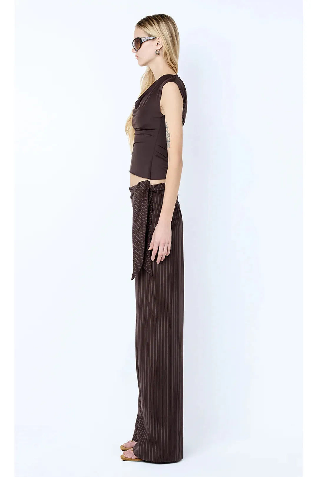Andre overlay pant, choc stripe