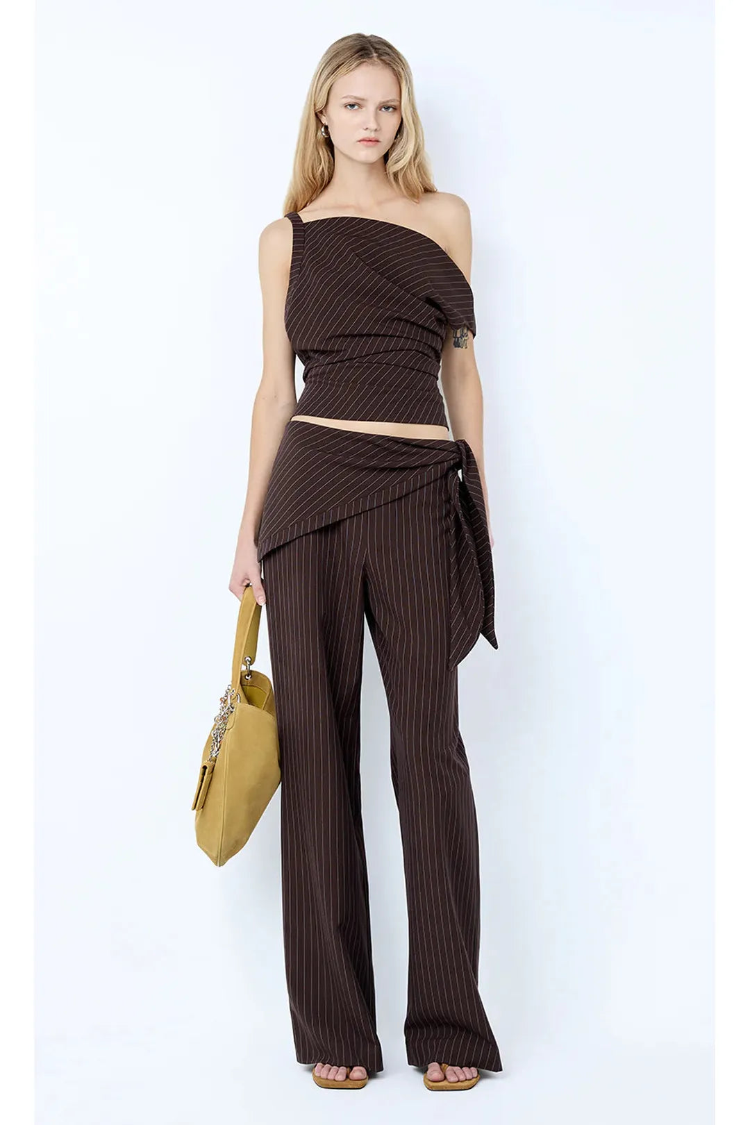 Andre overlay pant, choc stripe