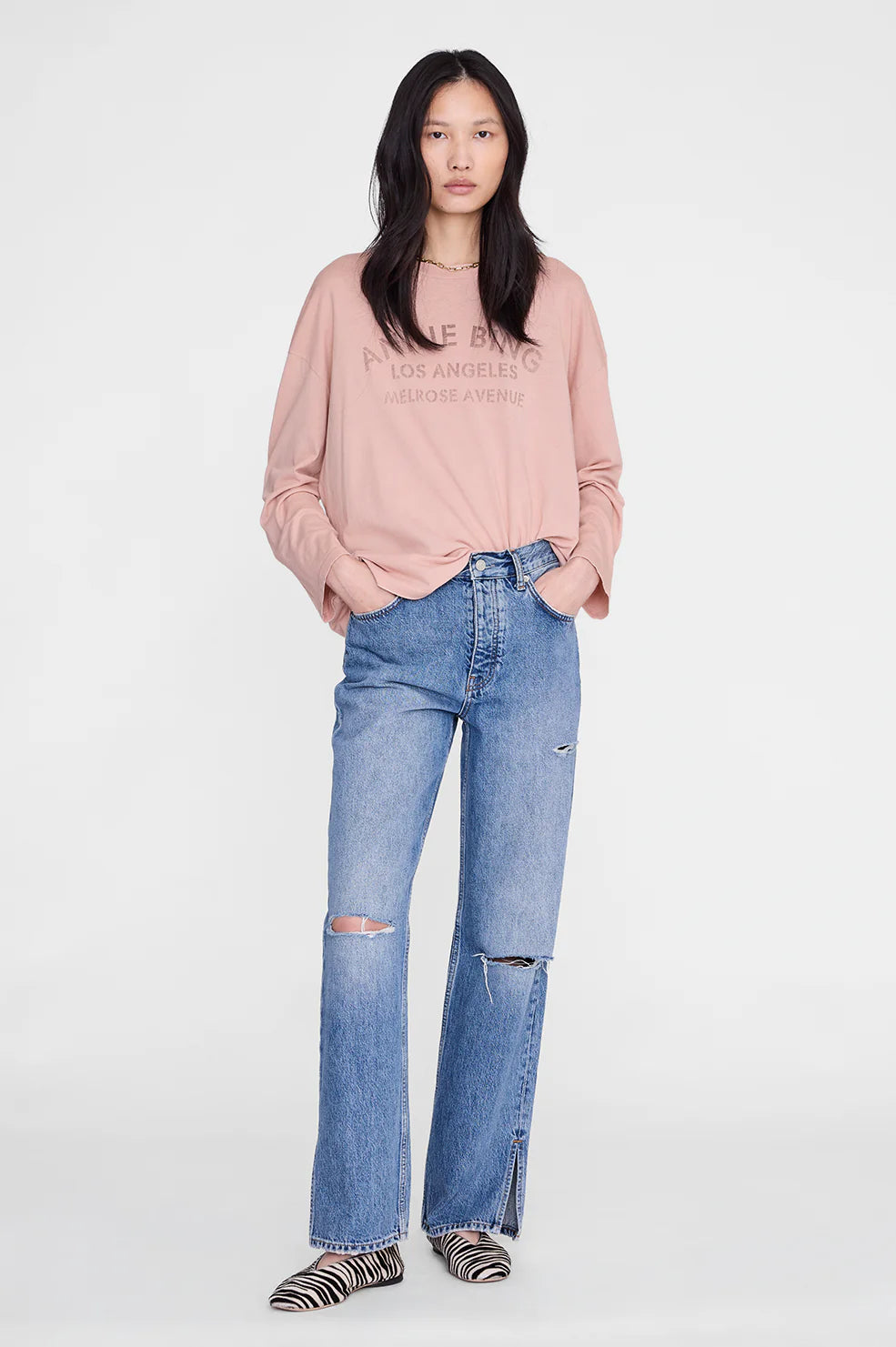 Ivan long sleeve melrose stencil, washed blush