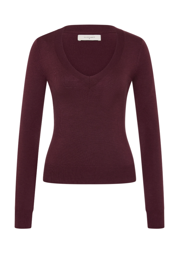 Abia merino knit top, mulberry