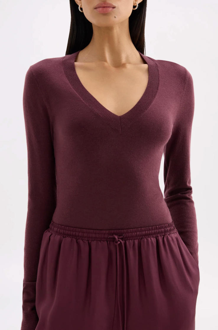 Abia merino knit top, mulberry