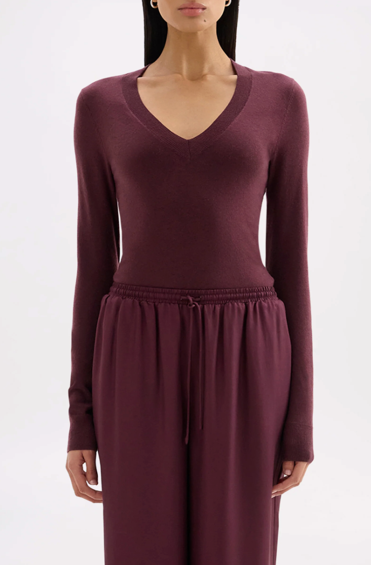Abia merino knit top, mulberry